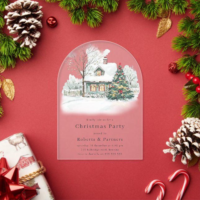 Invitations En Acrylique Noël cosy ou fête de Noël (Insitu (vacances))