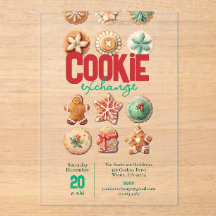 Invitations En Acrylique Noël Fête d'échange de cookies