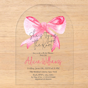 Invitations En Acrylique Noeud Élégant Rose Rose Mariage