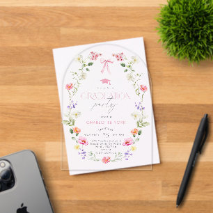 Invitations En Acrylique Noeud papillon floral Élégant fête de remise des d