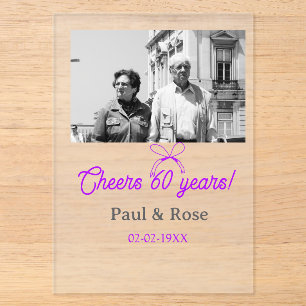 Invitations En Acrylique Nœud papillon violet pour les 60 ans d'anniversair