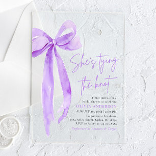 Invitations En Acrylique Nœud Violet Elle Attache le Nœud Enterrement de Vi