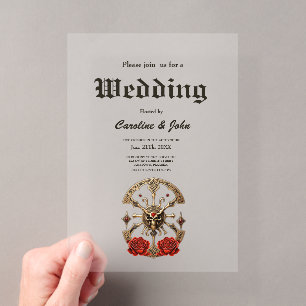 Invitations En Acrylique Nœuds celtiques et un cœur dans l'élégance gothiqu