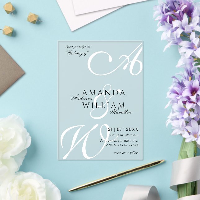 Invitations En Acrylique Noms de Script Élégants Modernes Mariage (Insitu (Mariage))