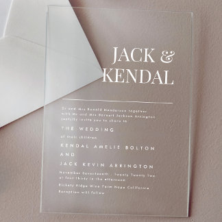 Invitations En Acrylique Noms Élégants Modernes Mariage