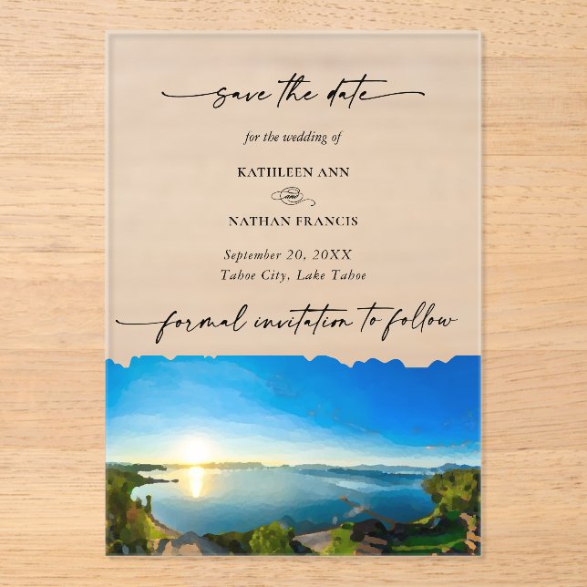 Invitations En Acrylique North Lake Tahoe Destination Wedding Enregistrer l (Recto)