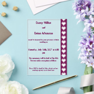Invitations En Acrylique Nos cœurs 8 bits dans un mariage en acrylique de v