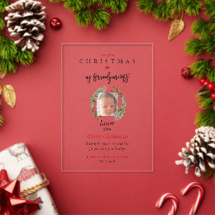 Invitations En Acrylique Notre 1er Noël en tant que grands-parents Photo de