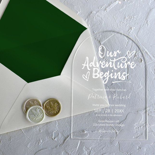 Invitations En Acrylique Notre aventure commence Mariage Chic Rustique (Créateur téléchargé)