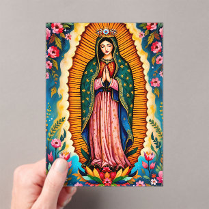 Invitations En Acrylique Notre-Dame de Guadalupe Vierge Marie priant pour v