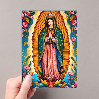 Invitations En Acrylique Notre-Dame de Guadalupe Vierge Marie priant pour v