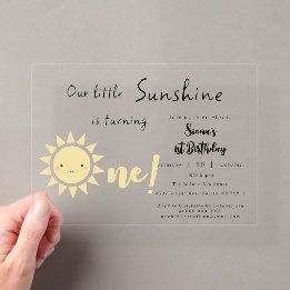 Invitations En Acrylique Notre petit soleil fête son premier anniversaire a