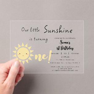 Invitations En Acrylique Notre petit soleil fête son premier anniversaire m
