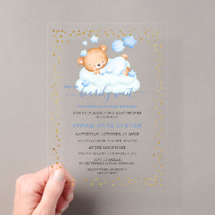 Invitations En Acrylique Nounours ours en peluche endormi presque attendre