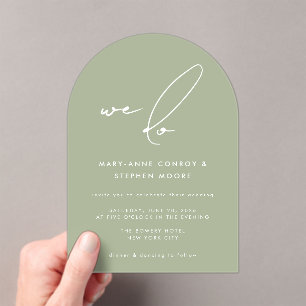 Invitations En Acrylique Nous faisons Moderne Sage Green Calligraphie Scrip