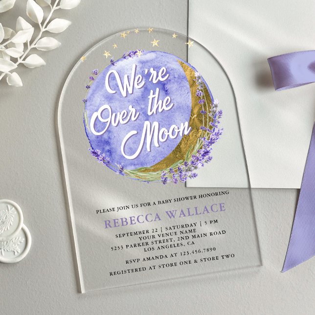 Invitations En Acrylique Nous sommes au-dessus du Baby shower Lavender Arch (Créateur téléchargé)