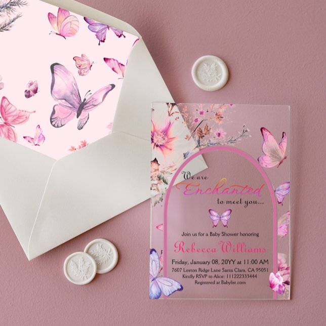 Invitations En Acrylique Nous sommes Enchantés de Rencontrer la Fée Papillo (Créateur téléchargé)
