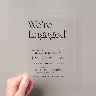 Invitations En Acrylique Nous sommes fiancés Fête de fiançailles minimalist