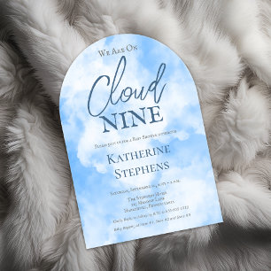 Invitations En Acrylique Nous Sommes Sur Cloud Neuf Blue Boy Baby shower