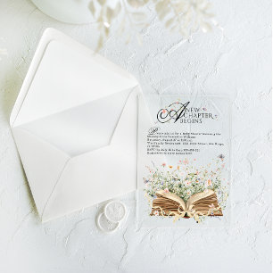 Invitations En Acrylique Nouveau Chapitre Commence Livre Fête de Bébé Fleur