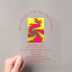 Invitations En Acrylique Nouvel An Chinois Dragon Fractal Lunaire Nouvel An