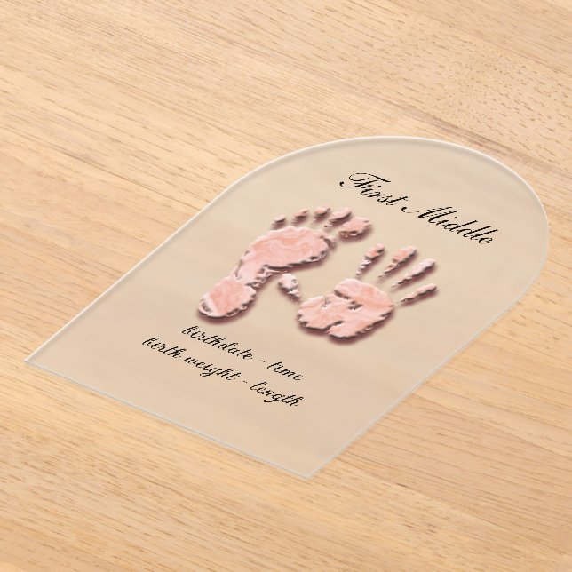 Invitations En Acrylique Nouvelle empreinte de main de nourrisson (Poser)