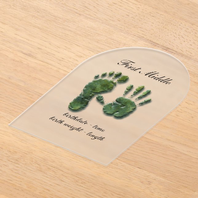 Invitations En Acrylique Nouvelle empreinte de main de nourrisson (Poser)