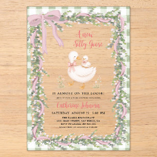 Invitations En Acrylique Nouvelle petite oie en vert sauge Gingham Baby Sho