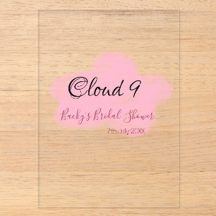 Invitations En Acrylique Nuage neuf rouge pastel shower de mariage nommédat