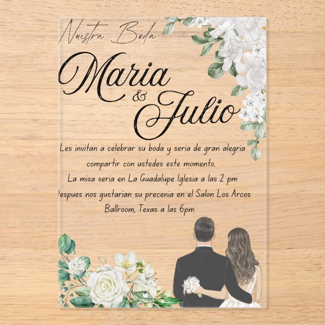 Invitations En Acrylique Nuestra Boda/Notre Mariage (Recto)