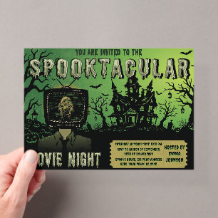 Invitations En Acrylique Nuit de cinéma Halloween Spooktacular sur grand éc