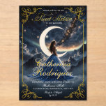 Invitations En Acrylique Nuit étoilée sur mesure Sweet sixteen bleu foncé<br><div class="desc">Nuit étoilée Dusty Blue Sweet 16 Invitation,  Une nuit sous les étoiles Sweet 16,  Ciel de nuit Glam Celestial Anniversaire Invitation, </div>