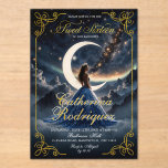 Invitations En Acrylique Nuit étoilée sur mesure Sweet sixteen bleu foncé<br><div class="desc">Nuit étoilée Dusty Blue Sweet 16 Invitation,  Une nuit sous les étoiles Sweet 16,  Ciel de nuit Glam Celestial Anniversaire Invitation, </div>