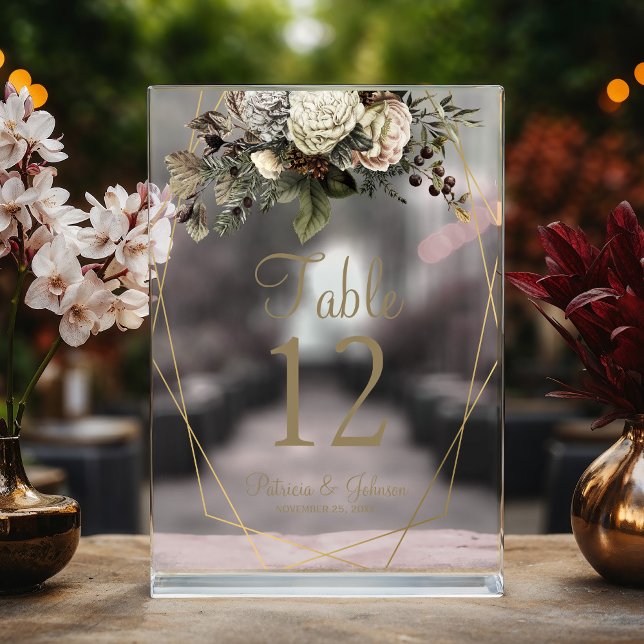 Invitations En Acrylique Numéro de la table acrylique mariage aquarelle (Créateur téléchargé)