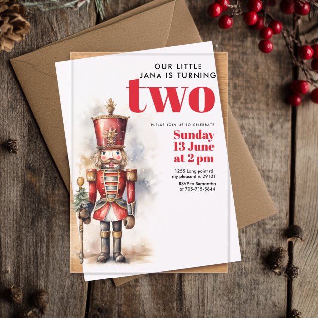 Invitations En Acrylique Nutcracker Red Magie Anniversaire | Festif (Créateur téléchargé)