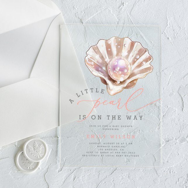 Invitations En Acrylique Ocean Little Pearl Under the Sea Baby shower (Créateur téléchargé)
