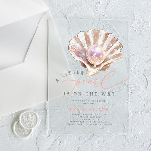 Invitations En Acrylique Océan Petite Perle Sous La Mer Baby Shower