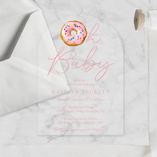 Invitations En Acrylique Oh Baby Donut Sprinkle Girls Baby shower