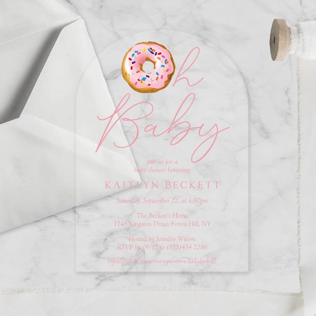 Invitations En Acrylique Oh Baby Donut Sprinkle Girls Baby shower (Créateur téléchargé)
