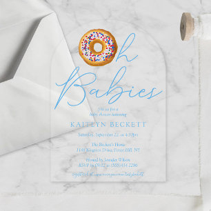 Invitations En Acrylique Oh Baby Donut Sprinkle Twin Boys Baby shower