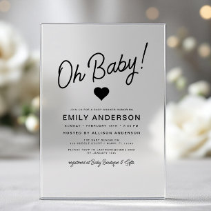Invitations En Acrylique Oh Bébé Simple Minimaliste Fête de Naissance Moder