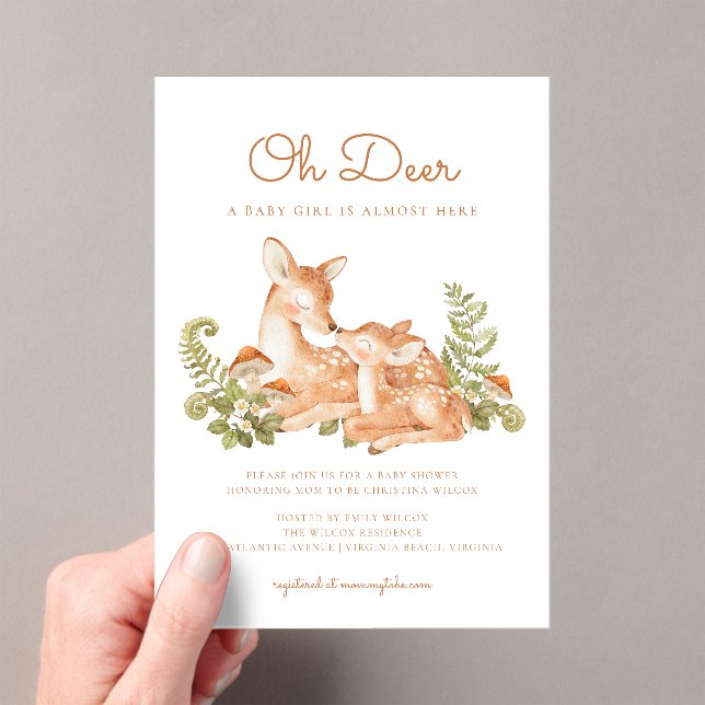Invitations En Acrylique Oh Deer Woodland Forest Baby Shower  (In situ (ordinateur de poche))