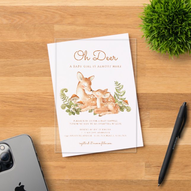 Invitations En Acrylique Oh Deer Woodland Forest Baby Shower  (Insitu (Carte d'invitation))