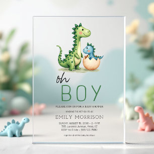 Invitations En Acrylique Oh garçon Dinosaur mignon bébé garçon douche