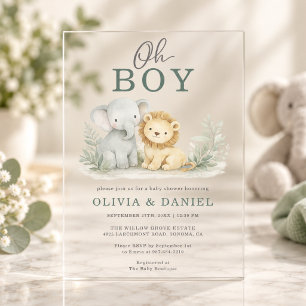 Invitations En Acrylique Oh Garçon Safari Couples Baby Shower