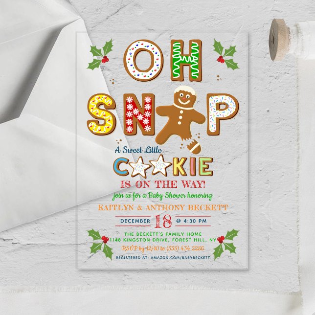 Invitations En Acrylique Oh Snap ! Bébé gâteau de Noël Shower (Créateur téléchargé)