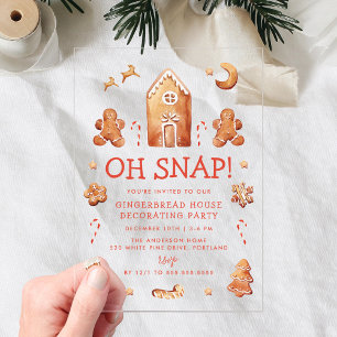 Invitations En Acrylique Oh Snap Gingerbread Maison Décoration Party
