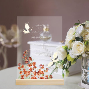 Invitations En Acrylique Oiseaux de cygne Paradise Flore de printemps Maria
