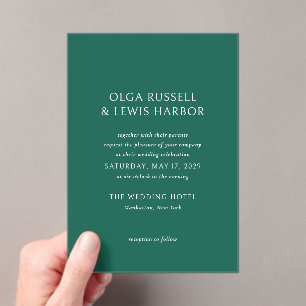 Invitations En Acrylique Olga Emerald Green Mariage moderne