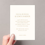 Invitations En Acrylique Olga Ivory et Gold Mariage moderne<br><div class="desc">Invitations de mariage modernes avec un design propre et simple avec des polices audacieuses.</div>
